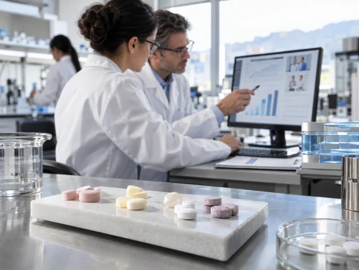 Representative review of clinical data beside tablet samples